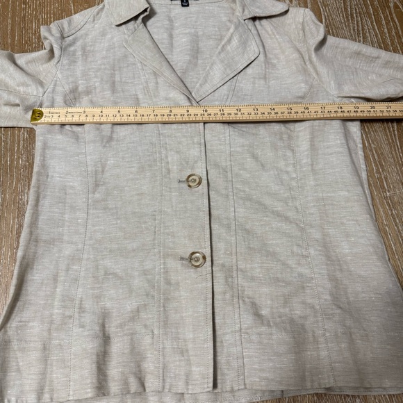 Rafaella Linen Blend Blazer Jacket Button Down Shirt Womens Size 8 Beige Coastal - Picture 7 of 10